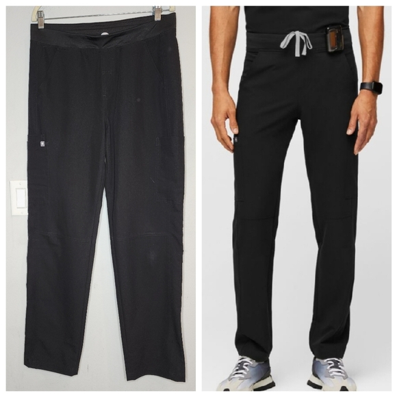 Figs Axim Cargo Black Scrub Pants Men's size Large 7 pockets - Picture 1 of 15